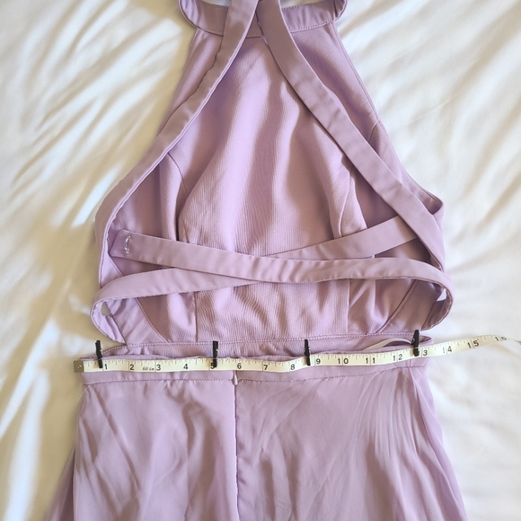 NWT DESSY DRESS HALTER MAXI DRESS WITH CRISS CROSS OPEN-BACK IN PALE PURPLE - Picture 7 of 10